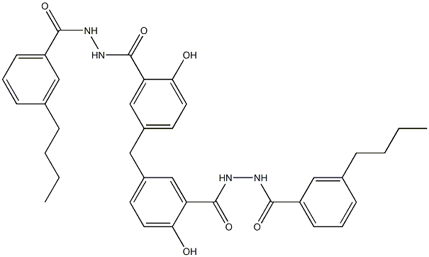5,5'-Methylenebis[2-hydroxy-N'-(3-butylbenzoyl)benzenecarbohydrazide] 结构式