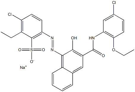 3-Chloro-2-ethyl-6-[[3-[[(3-chloro-6-ethoxyphenyl)amino]carbonyl]-2-hydroxy-1-naphtyl]azo]benzenesulfonic acid sodium salt 结构式