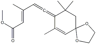 (2E)-5-(7,9,9-Trimethyl-1,4-dioxaspiro[4.5]dec-6-en-8-ylidene)-3-methyl-2,4-pentadienoic acid methyl ester 结构式