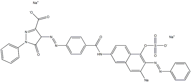 4-[[4-[(5-Hydroxy-6-phenylazo-7-sodiosulfo-2-naphthalenyl)aminocarbonyl]phenyl]azo]-4,5-dihydro-5-oxo-1-phenyl-1H-pyrazole-3-carboxylic acid sodium salt 结构式