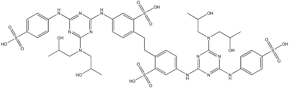 2,2'-(1,2-Ethanediyl)bis[5-[[4-[bis(2-hydroxypropyl)amino]-6-[(4-sulfophenyl)amino]-1,3,5-triazin-2-yl]amino]benzenesulfonic acid] 结构式