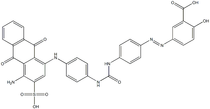 5-[[4-[[[[4-[[(4-Amino-9,10-dihydro-9,10-dioxo-3-sulfoanthracen)-1-yl]amino]phenyl]amino]carbonyl]amino]phenyl]azo]-2-hydroxybenzoic acid 结构式