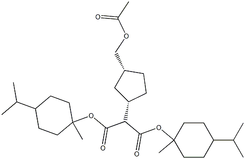 Di(p-menthan-1-yl) [(1S,3R)-3-acetoxymethylcyclopentan-1-yl]malonate 结构式