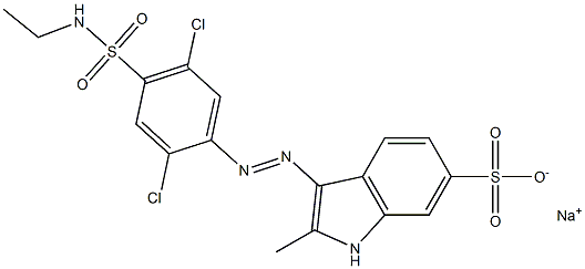 3-[[2,5-Dichloro-4-[(ethylamino)sulfonyl]phenyl]azo]-2-methyl-1H-indole-6-sulfonic acid sodium salt 结构式