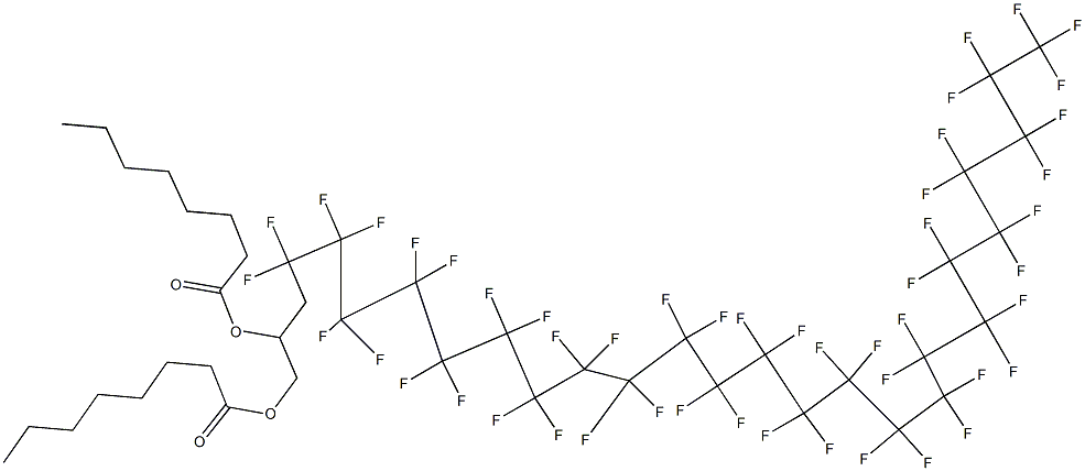 Dioctanoic acid 4,4,5,5,6,6,7,7,8,8,9,9,10,10,11,11,12,12,13,13,14,14,15,15,16,16,17,17,18,18,19,19,20,20,21,21,22,22,23,23,24,24,25,25,26,26,27,27,27-nonatetracontafluoro-1,2-heptacosanediyl ester 结构式