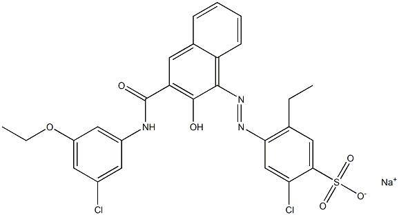 2-Chloro-5-ethyl-4-[[3-[[(3-chloro-5-ethoxyphenyl)amino]carbonyl]-2-hydroxy-1-naphtyl]azo]benzenesulfonic acid sodium salt 结构式