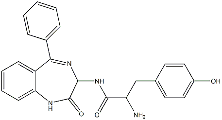 N-[(2,3-Dihydro-2-oxo-5-phenyl-1H-1,4-benzodiazepin)-3-yl]-2-amino-3-(4-hydroxyphenyl)propanamide 结构式