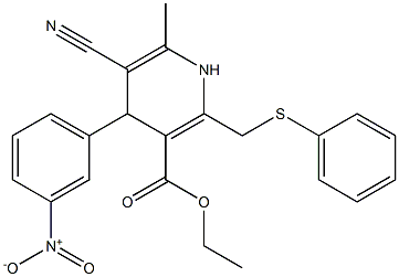 5-Cyano-1,4-dihydro-6-methyl-2-[phenylthiomethyl]-4-(3-nitrophenyl)pyridine-3-carboxylic acid ethyl ester 结构式
