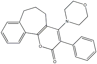 3-Phenyl-4-morpholino-6,7-dihydrobenzo[6,7]cyclohepta[1,2-b]pyran-2(5H)-one 结构式