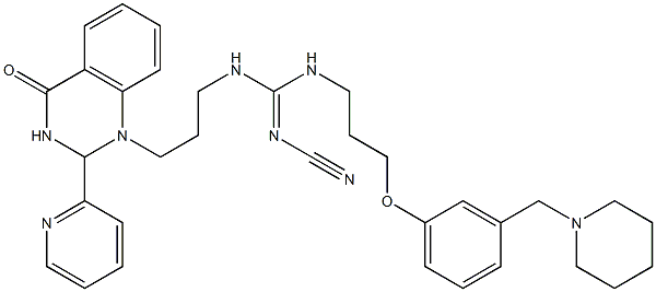 1-[3-[2-Cyano-3-[3-(3-piperidinomethylphenoxy)propyl]guanidino]propyl]-2-(2-pyridinyl)-1,2-dihydroquinazolin-4(3H)-one 结构式