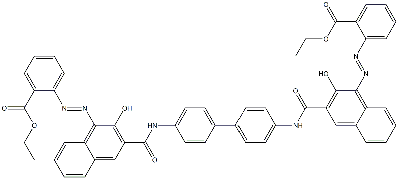 N,N'-(1,1'-Biphenyl-4,4'-diyl)bis[4-[[2-(ethoxycarbonyl)phenyl]azo]-3-hydroxy-2-naphthalenecarboxamide] 结构式