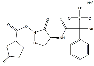2-[[(4S)-4-[[Phenyl-sodiosulfoacetyl]amino]-3-oxotetrahydroisoxazol]-2-yl]-5-oxotetrahydrofuran-2-carboxylic acid sodium salt 结构式