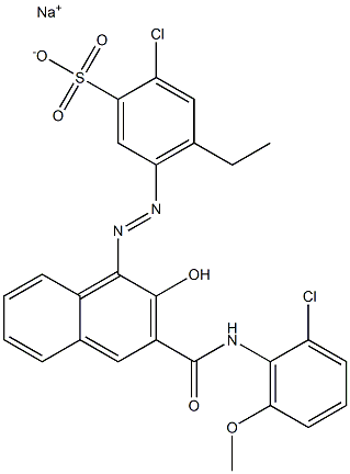 2-Chloro-4-ethyl-5-[[3-[[(2-chloro-6-methoxyphenyl)amino]carbonyl]-2-hydroxy-1-naphtyl]azo]benzenesulfonic acid sodium salt 结构式