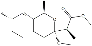 (S)-2-[[(2R,5R,6R)-2-Methoxy-6-methyl-5-[(S)-2-methylbutyl]tetrahydro-2H-pyran]-2-yl]propionic acid methyl ester 结构式