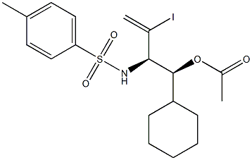 Acetic acid (1S,2R)-1-cyclohexyl-2-(tosylamino)-3-iodo-3-butenyl ester 结构式