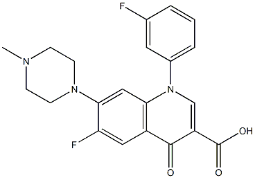 6-Fluoro-1-(3-fluorophenyl)-1,4-dihydro-7-(4-methyl-1-piperazinyl)-4-oxoquinoline-3-carboxylic acid 结构式