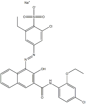 2-Chloro-6-ethyl-4-[[3-[[(4-chloro-2-ethoxyphenyl)amino]carbonyl]-2-hydroxy-1-naphtyl]azo]benzenesulfonic acid sodium salt 结构式