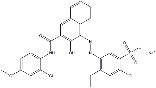 2-Chloro-4-ethyl-5-[[3-[[(2-chloro-4-methoxyphenyl)amino]carbonyl]-2-hydroxy-1-naphtyl]azo]benzenesulfonic acid sodium salt 结构式