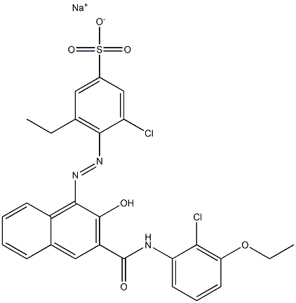 3-Chloro-5-ethyl-4-[[3-[[(2-chloro-3-ethoxyphenyl)amino]carbonyl]-2-hydroxy-1-naphtyl]azo]benzenesulfonic acid sodium salt 结构式