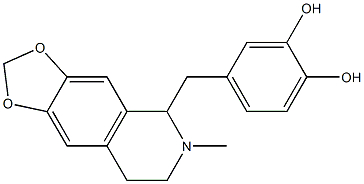 1,2,3,4-Tetrahydro-1-[(3,4-dihydroxyphenyl)methyl]-2-methyl-6,7-(methylenedioxy)isoquinoline 结构式