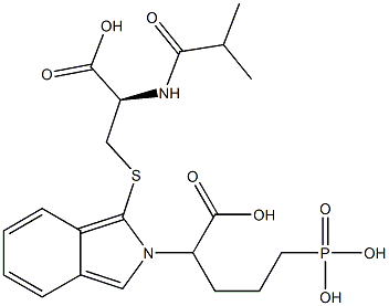 S-[2-(4-Phosphono-1-carboxybutyl)-2H-isoindol-1-yl]-N-isobutyryl-L-cysteine 结构式