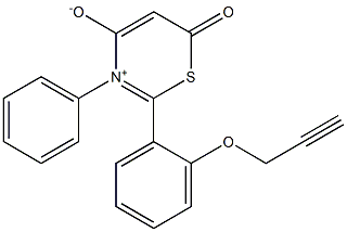 3-Phenyl-6-oxo-2-[2-(2-propynyloxy)phenyl]-6H-1,3-thiazin-3-ium-4-olate 结构式