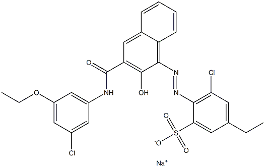 3-Chloro-5-ethyl-2-[[3-[[(3-chloro-5-ethoxyphenyl)amino]carbonyl]-2-hydroxy-1-naphtyl]azo]benzenesulfonic acid sodium salt 结构式