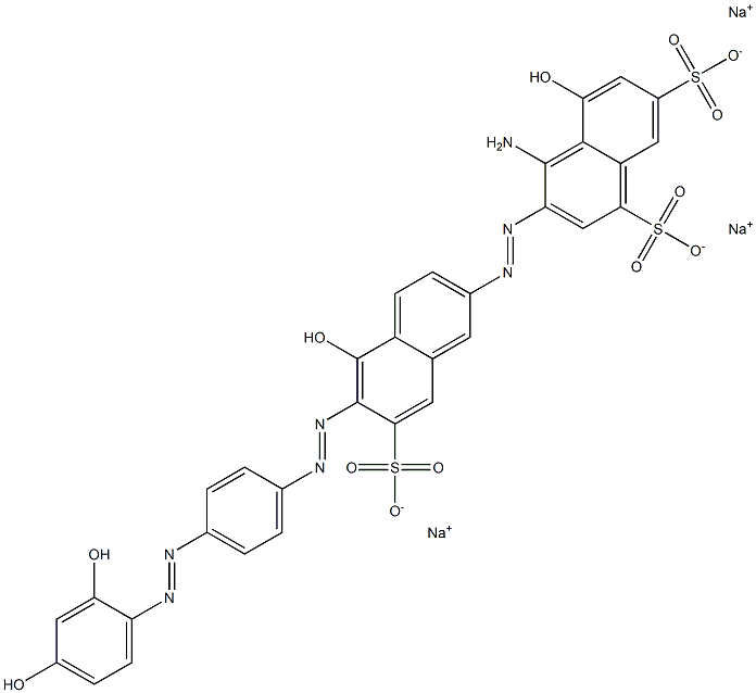 1-Amino-5',8-dihydroxy-6'-[[4-[(2,4-dihydroxyphenyl)azo]phenyl]azo][2,2'-azobisnaphthalene]-4,6,7'-trisulfonic acid trisodium salt 结构式