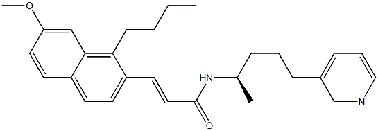 (E)-3-(1-Butyl-7-methoxynaphthalen-2-yl)-N-[(R)-1-methyl-4-(3-pyridinyl)butyl]acrylamide 结构式