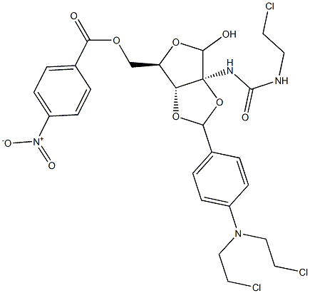 1-[2-O,3-O-[p-[Bis(2-chloroethyl)amino]benzylidene]-5-O-(p-nitrobenzoyl)-D-ribofuranos-2-yl]-3-(2-chloroethyl)urea 结构式