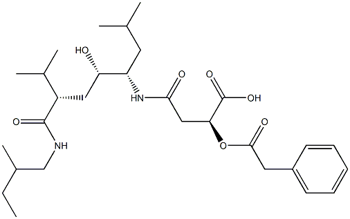 (2S,4S,5S)-5-[[(3S)-3-Carboxy-3-(phenylacetyloxy)propanoyl]amino]-4-hydroxy-2-isopropyl-7-methyl-N-[(2S)-2-methylbutyl]octanamide 结构式