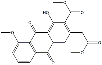 8-Methoxy-1-hydroxy-2-(methoxycarbonyl)-3-[(methoxycarbonyl)methyl]-9,10-anthraquinone 结构式