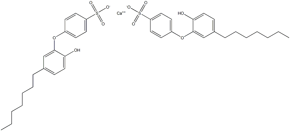 Bis(2'-hydroxy-5'-heptyl[oxybisbenzene]-4-sulfonic acid)calcium salt 结构式