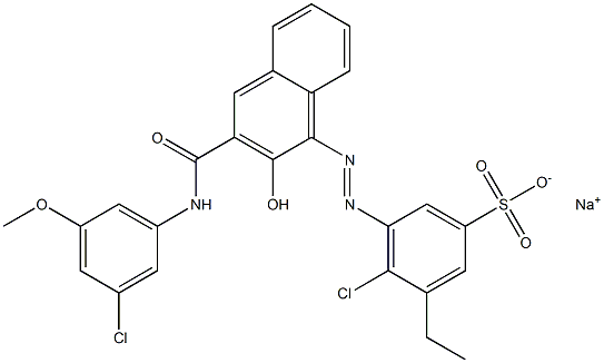 4-Chloro-3-ethyl-5-[[3-[[(3-chloro-5-methoxyphenyl)amino]carbonyl]-2-hydroxy-1-naphtyl]azo]benzenesulfonic acid sodium salt 结构式