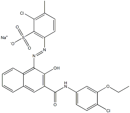 2-Chloro-3-methyl-6-[[3-[[(4-chloro-3-ethoxyphenyl)amino]carbonyl]-2-hydroxy-1-naphtyl]azo]benzenesulfonic acid sodium salt 结构式