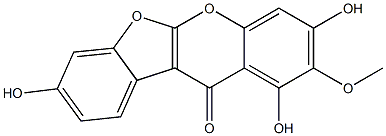 2-Methoxy-1,3,8-trihydroxy-11H-benzofuro[2,3-b][1]benzopyran-11-one 结构式