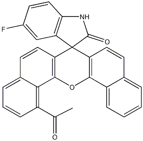 5'-Fluoro-1-acetylspiro[7H-dibenzo[c,h]xanthene-7,3'-[3H]indol]-2'(1'H)-one 结构式