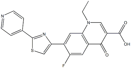 1,4-Dihydro-1-ethyl-4-oxo-6-fluoro-7-[2-(4-pyridyl)thiazol-4-yl]quinoline-3-carboxylic acid 结构式