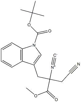 3-(1-tert-Butyloxycarbonyl-1H-indol-3-yl)-2-cyanomethyl-2-isocyanopropionic acid methyl ester 结构式