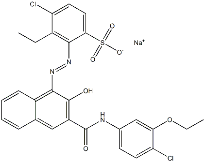 4-Chloro-3-ethyl-2-[[3-[[(4-chloro-3-ethoxyphenyl)amino]carbonyl]-2-hydroxy-1-naphtyl]azo]benzenesulfonic acid sodium salt 结构式