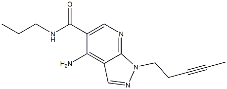 1-(3-Pentynyl)-4-amino-N-propyl-1H-pyrazolo[3,4-b]pyridine-5-carboxamide 结构式
