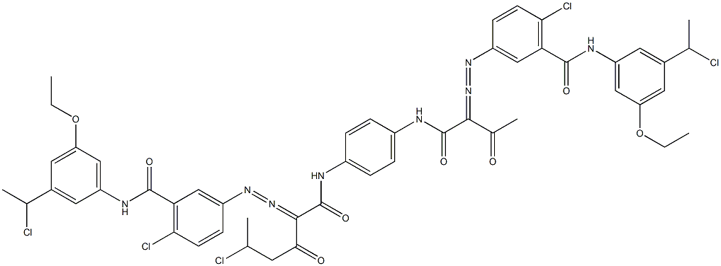 3,3'-[2-(1-Chloroethyl)-1,4-phenylenebis[iminocarbonyl(acetylmethylene)azo]]bis[N-[3-(1-chloroethyl)-5-ethoxyphenyl]-6-chlorobenzamide] 结构式