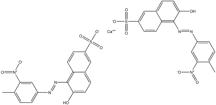 Bis[1-[(4-methyl-3-nitrophenyl)azo]-2-hydroxy-6-naphthalenesulfonic acid]calcium salt 结构式