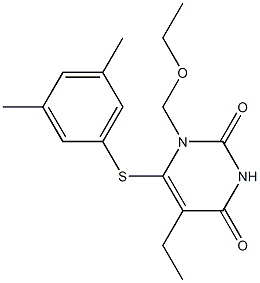 1-(Ethoxymethyl)-5-ethyl-6-[(3,5-dimethylphenyl)thio]pyrimidine-2,4(1H,3H)-dione 结构式