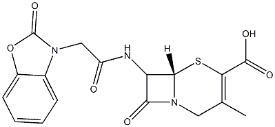 7-[[[(2,3-Dihydro-2-oxobenzoxazol)-3-yl]acetyl]amino]-3-methylcepham-3-ene-4-carboxylic acid 结构式