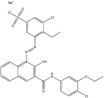 3-Chloro-4-ethyl-5-[[3-[[(4-chloro-3-ethoxyphenyl)amino]carbonyl]-2-hydroxy-1-naphtyl]azo]benzenesulfonic acid sodium salt 结构式