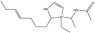 1-[1-(Acetylamino)ethyl]-1-ethyl-2-(4-heptenyl)-4-imidazoline-1-ium 结构式