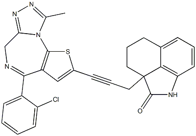 4-(2-Chlorophenyl)-9-methyl-2-[3-[(1,2,2a,3,4,5-hexahydro-2-oxobenz[cd]indol)-2a-yl]-1-propynyl]-6H-thieno[3,2-f][1,2,4]triazolo[4,3-a][1,4]diazepine 结构式