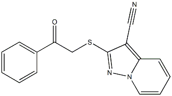 2-[[(Phenylcarbonyl)methyl]thio]-pyrazolo[1,5-a]pyridine-3-carbonitrile 结构式