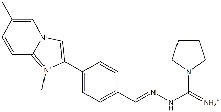 1,6-Dimethyl-2-[4-[2-[iminio(1-pyrrolidinyl)methyl]hydrazonomethyl]phenyl]imidazo[1,2-a]pyridin-1-ium 结构式